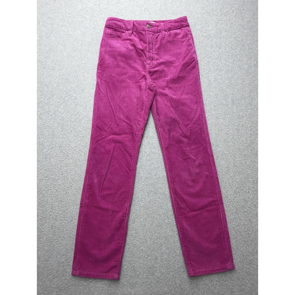 Good American Pants Womens 0/25 Pink Corduroy Chino Straight Leg Stretch Casual